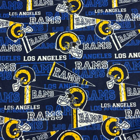 NFL Los Angeles Rams No Sew Fleece Blanket Cotton Fabric Retro 40x45" - Picture 2 of 4